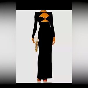$2600 Alex Perry Women's Black Front Cutout Cohan Gown Dress Sz 12/US sz 4